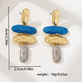 Geometric multicolor stud earrings for women with electroplated finish and simple design.
