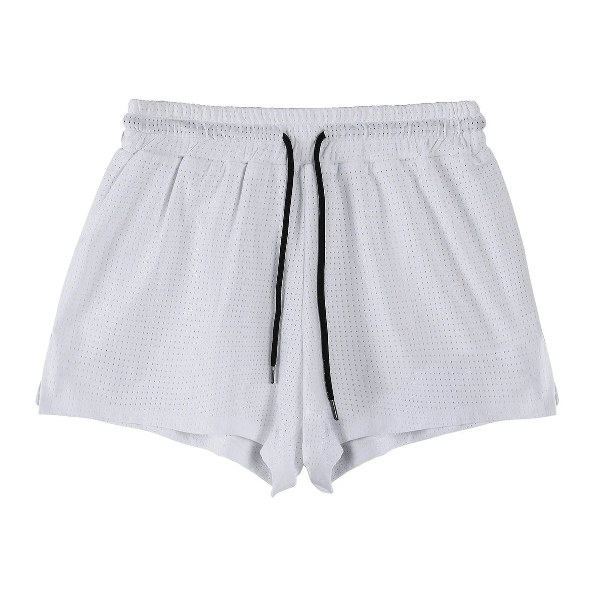 Men's quick-drying nylon summer shorts in black and white colours with mid-waist design