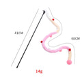 Interactive cat wand toy with colourful plush strip and bell for indoor feline play