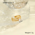 Gold electroplated stainless steel ring with geometric heart shape design and zircon accents