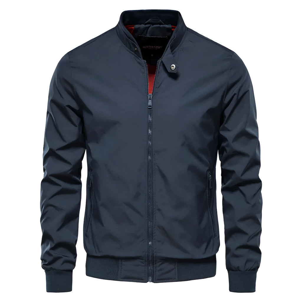 Men's solid colour thin casual jacket in polyester fibre