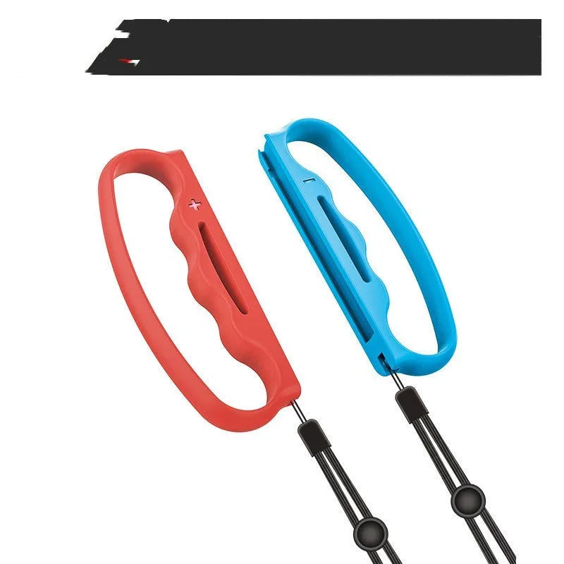 Two Nintendo Switch Joy-Con grips with hand ropes for boxing games