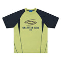 Men's blue hip hop letter print T-shirt with raglan sleeves on hanger