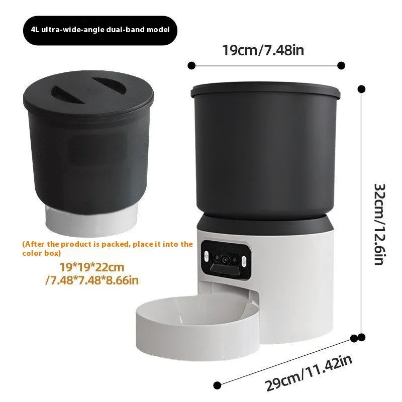 4-litre smart pet feeder with WiFi remote control and optional video camera for cats and dogs