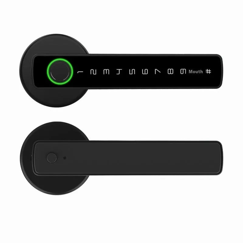 Black spherical card smart door lock for wooden indoor doors with fingerprint and password entry