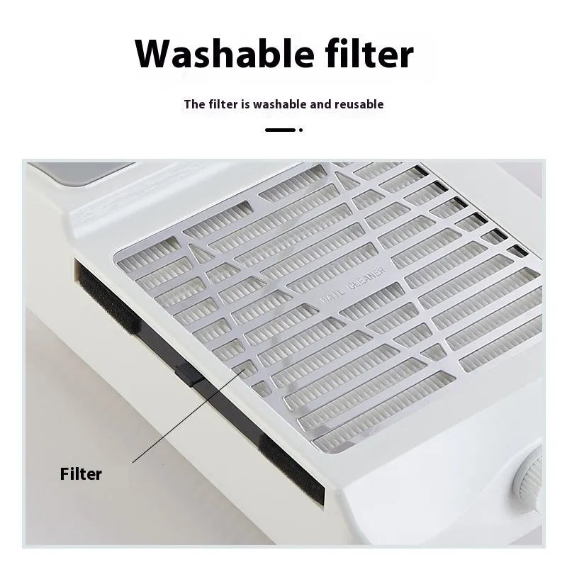 White four-in-one nail polishing machine with vacuum cleaner, US and European voltage options