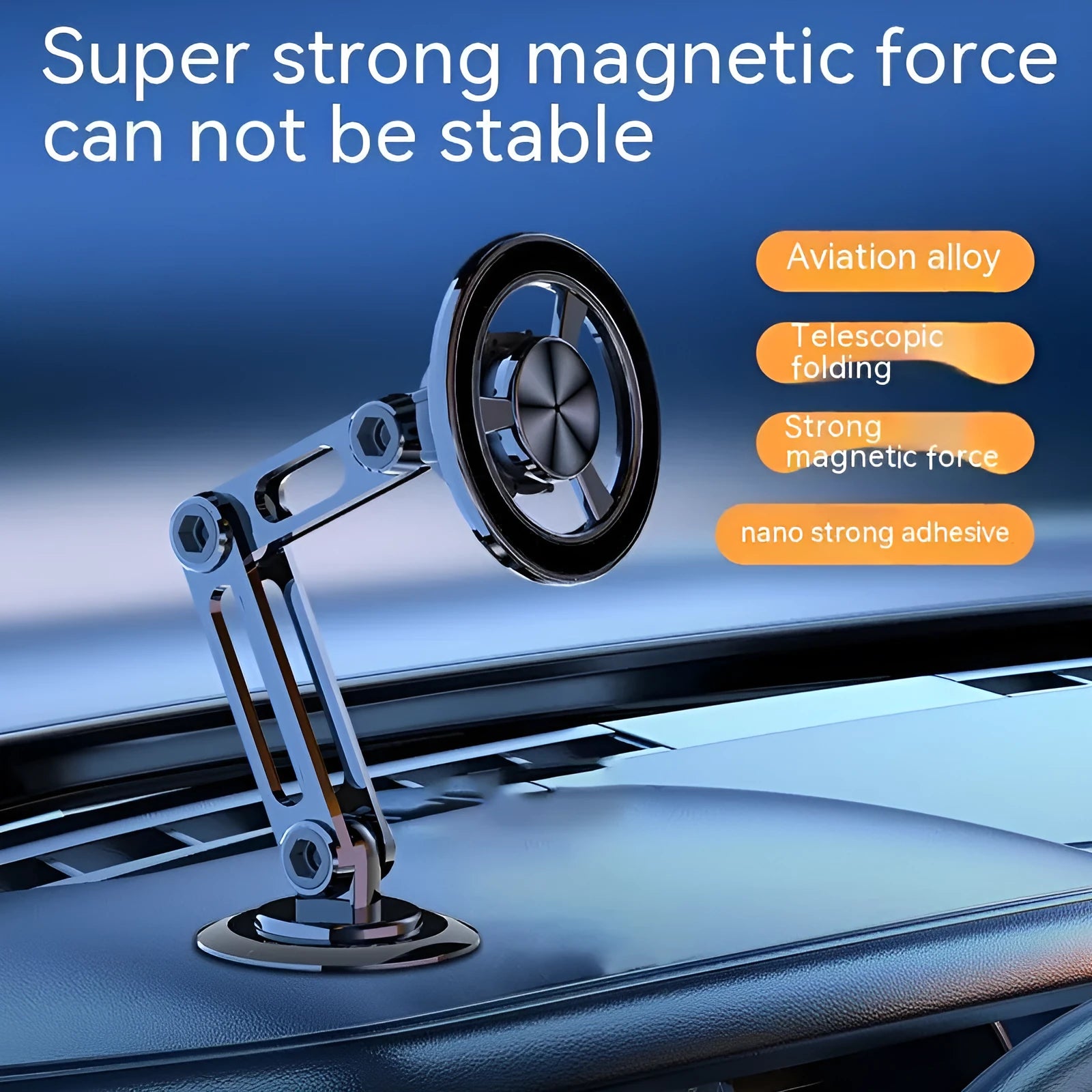 All-metal car magnetic phone holder with magnetic rings in black, silver, gold and rose gold colour options