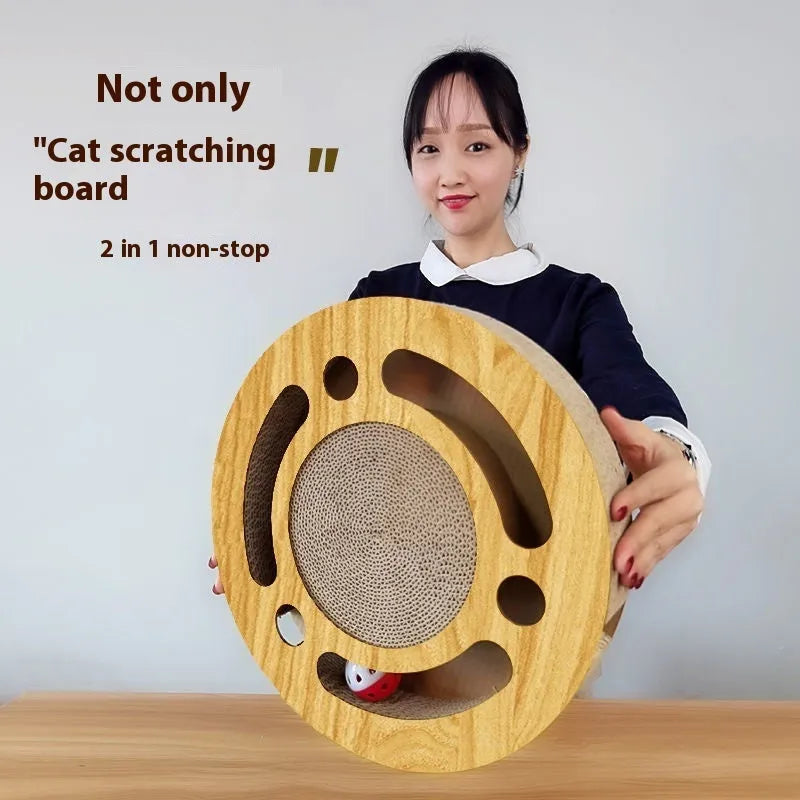 Corrugated paper cat scratching board with ball in multiple shape options