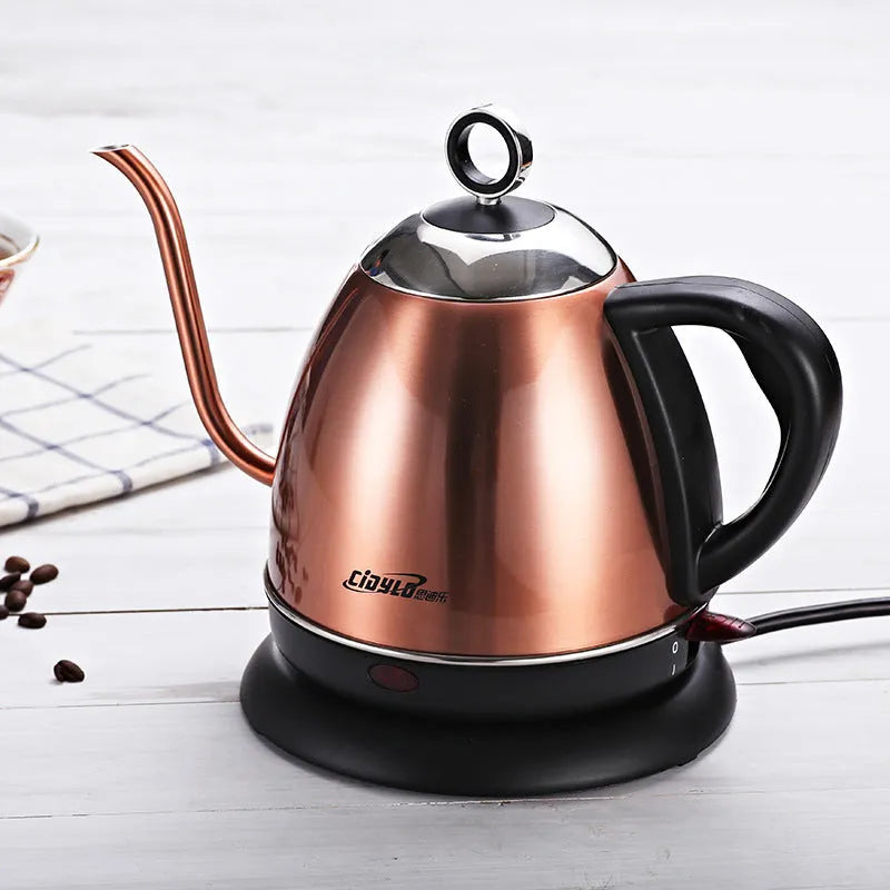 Stainless steel electric kettle in gold colour with touch controls and 1 litre capacity