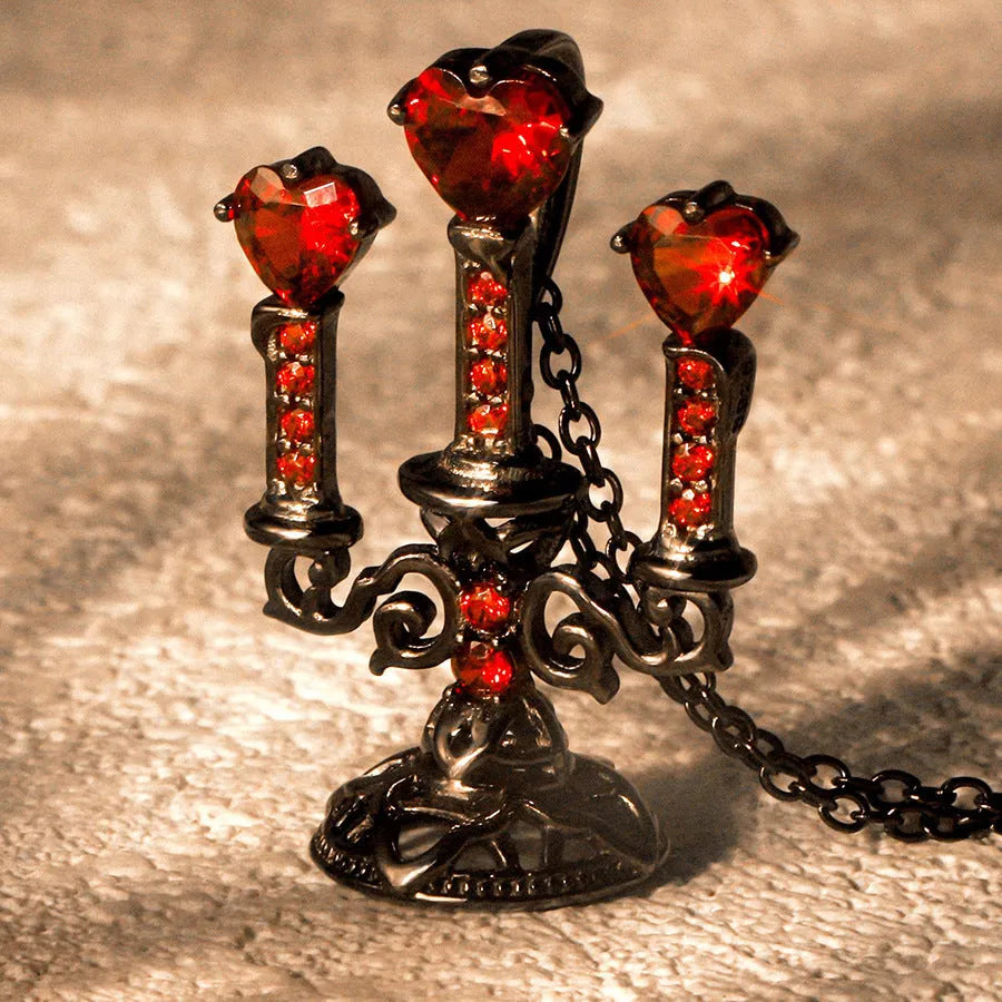 Retro candlestick gothic clavicle chain necklace with cross chain design