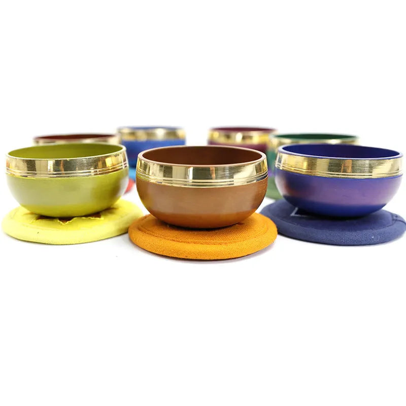 Handmade Himalayan singing bowl 7.8cm with mallet in colourful options for yoga meditation
