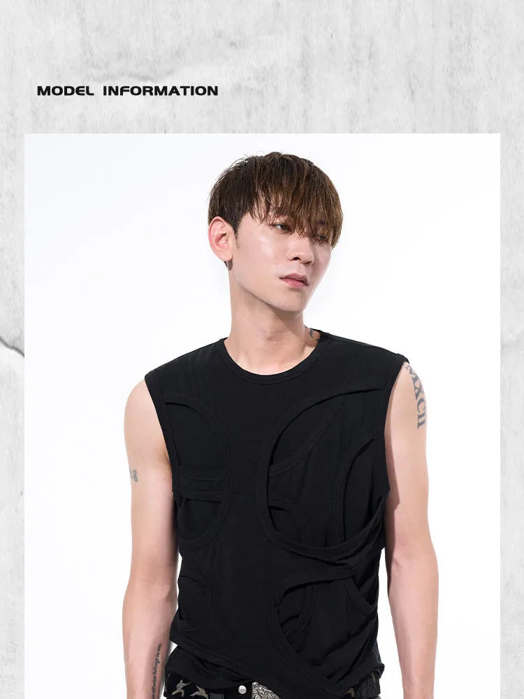 Men's solid colour Lyocell vest with round neck and tank-top style, shown in grey.