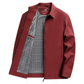 Men's polo collar casual jacket in polyester fabric with side seam pockets, loose fit