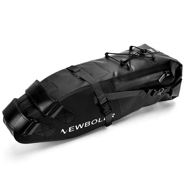 Waterproof PVC bicycle tail bag with 13-litre capacity in black, green, or yellow colours