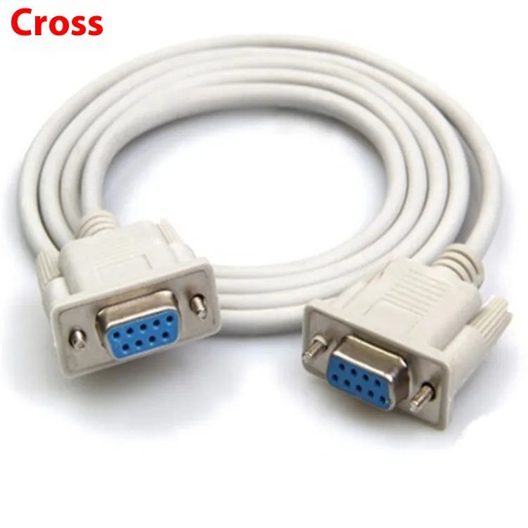 DB9 female to female RS232 crossover serial cable 1.5 metres milky white