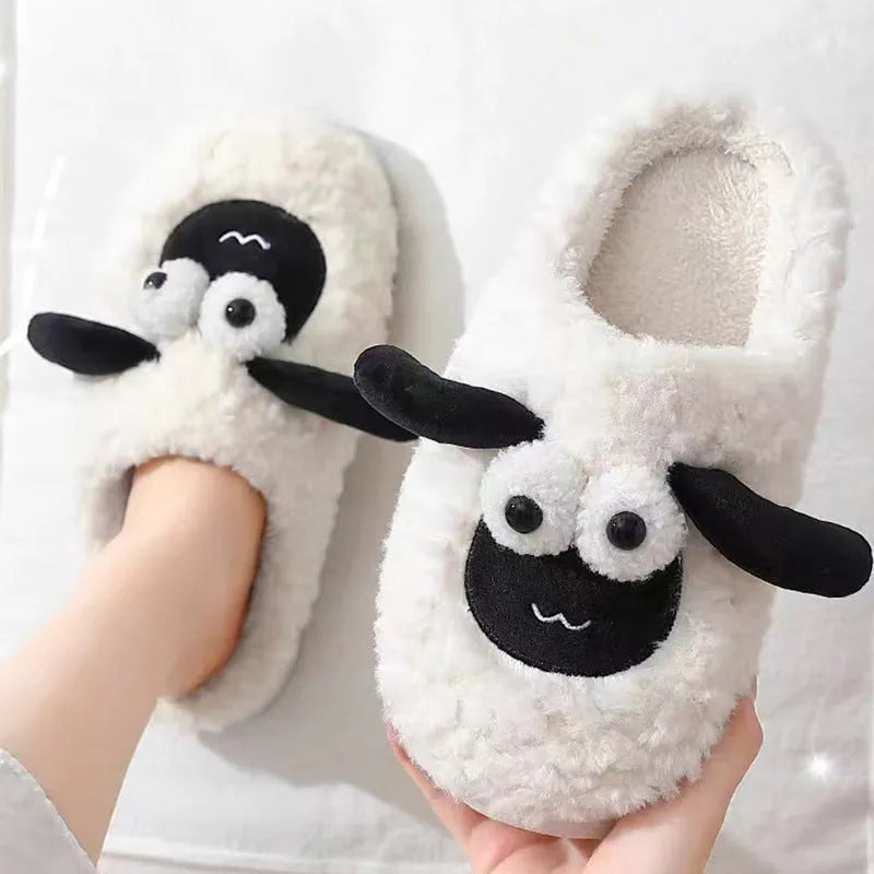Brown suede slip-on slippers with thermal lining and sewn PVC sole