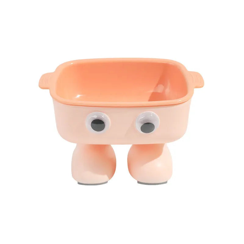 Robot-shaped elevated cat bowl with 15-degree tilt and detachable inner bowl