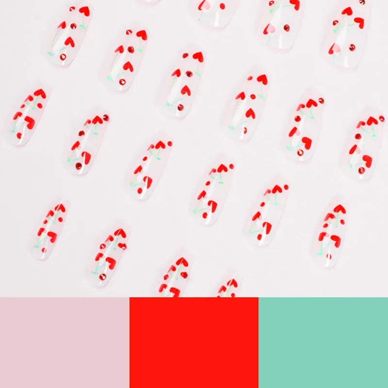 French-style red diamond cherry nail art decals with wearable armour-style construction