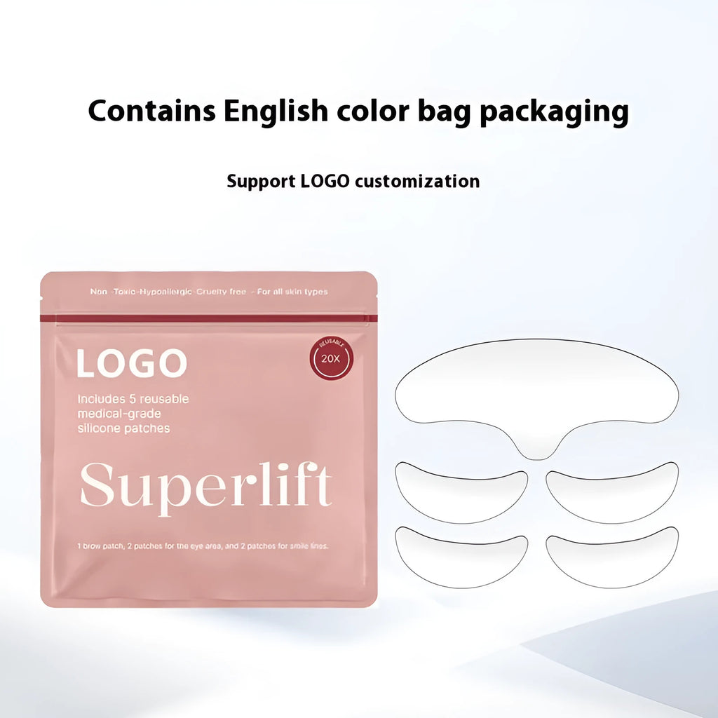 Five silicone anti-wrinkle face stickers set for temporary wrinkle reduction