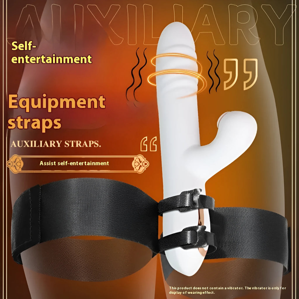 Black adjustable adult toy strap made from knitted belt material for intimate use