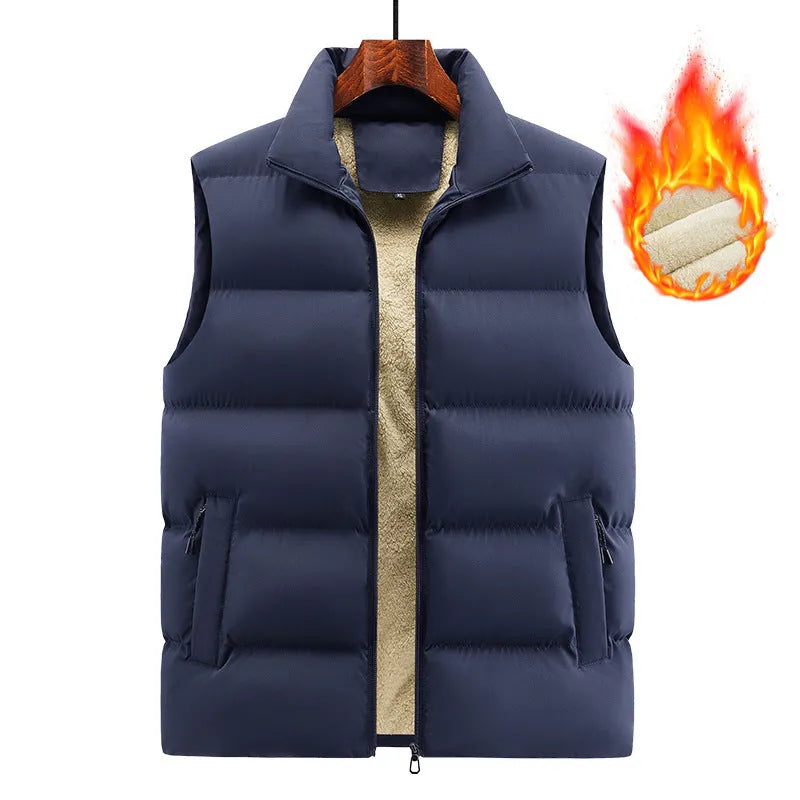 Men's striped lambswool vest in black, dark blue, or red for autumn and winter wear