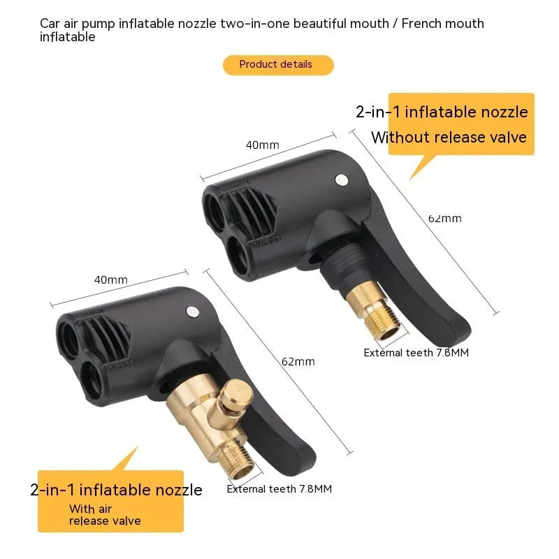 Vehicle air conversion inflatable chuck two-in-one nozzle with hose and USB charging