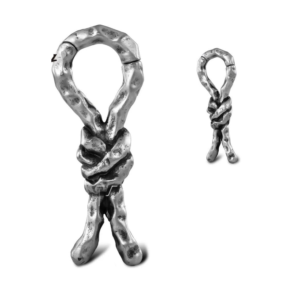 Copper piercing earrings with bend and hitch design for auricle placement measuring 4mm