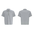 Men's loose fit square collar polyester polo t-shirt in black, grey, or white