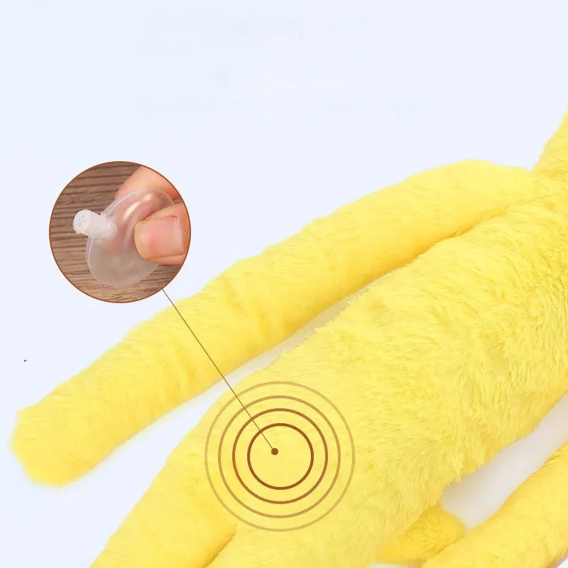 Golden retriever plush dog toy with pink or yellow colour options showing rattle paper sound elements