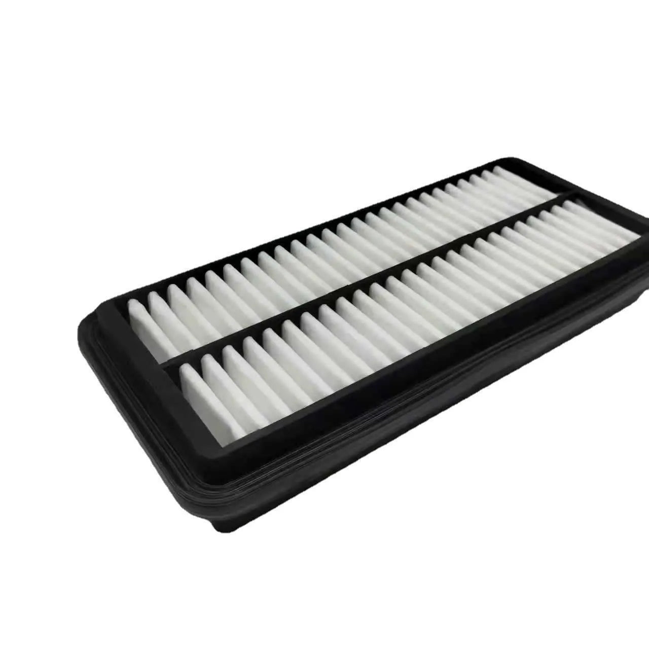 Black rectangular car air filter for Modern vehicles, dimensions 256mm by 113mm by 40mm.