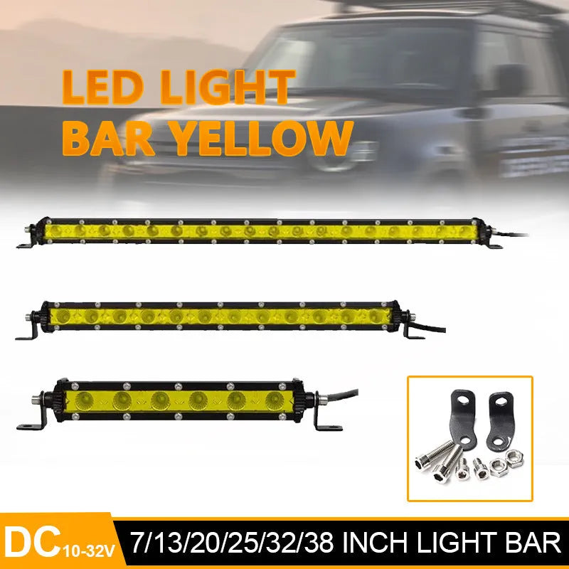 25-inch aluminium single row LED car light bar with mounting brackets