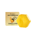 100g turmeric detoxification soap bar with honey ingredients on white background
