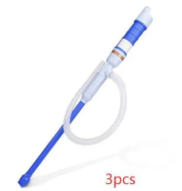 Blue manual hand-operated siphon pump for fuel oil gasoline liquid transfer