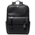 Men's large black leather computer backpack with 36-55L capacity for business and travel