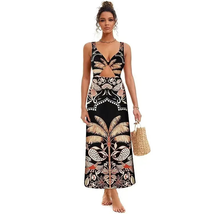 Women's black polyester one-piece swimsuit on a hanger