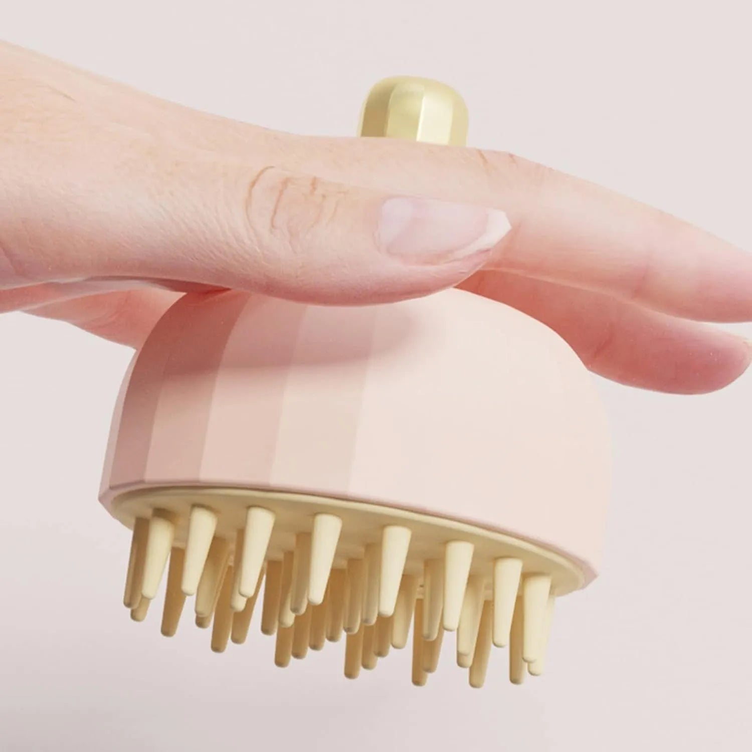 Green pet shampoo brush for dog and cat bathing with dual-sided design and water drain holes