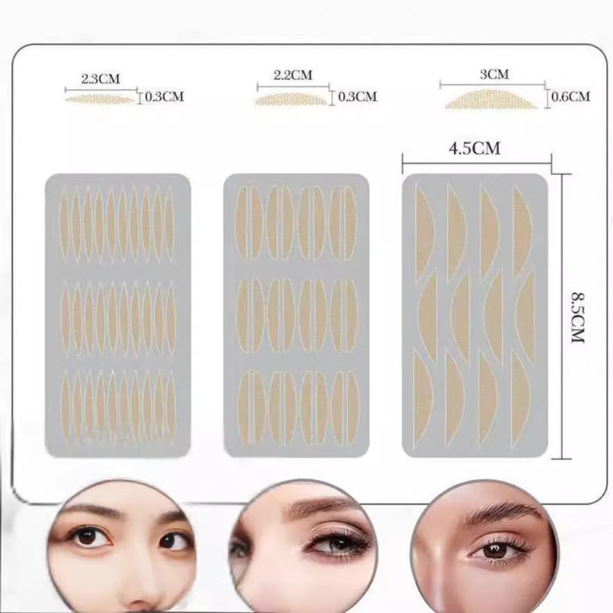 No glue eyelid sticker kit with L, M, and S size options in non-woven fabric packaging