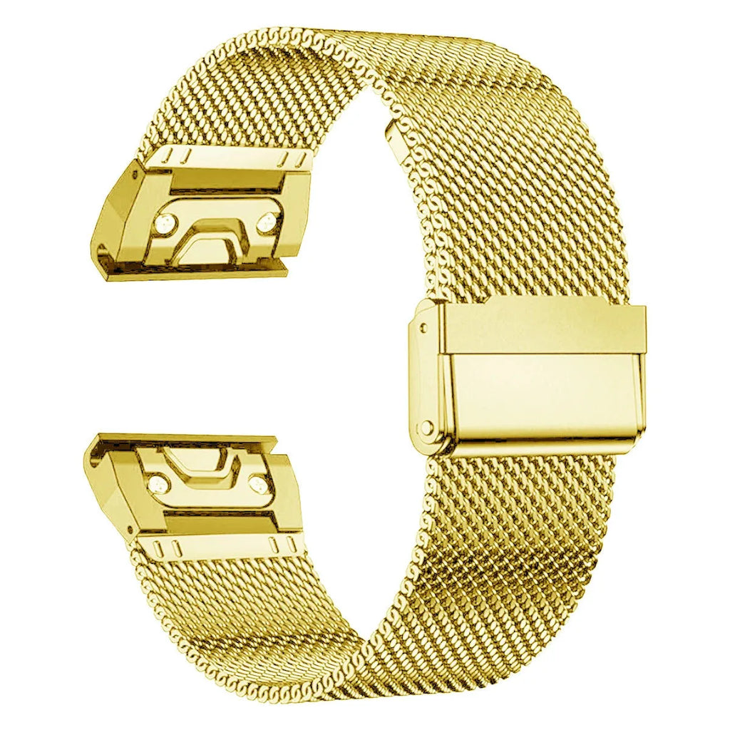 Stainless steel card-style replacement strap for Garmin Fenix smartwatch in multiple colours