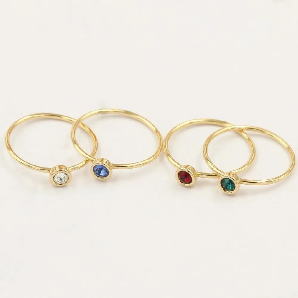 Women's 14K gilded copper knuckle ring with zircon detail in multiple colour options