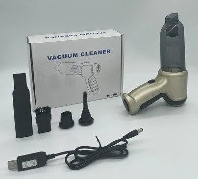 Wireless charging car pet vacuum cleaner with 9000Pa suction in brushless gold colour, showing handheld design
