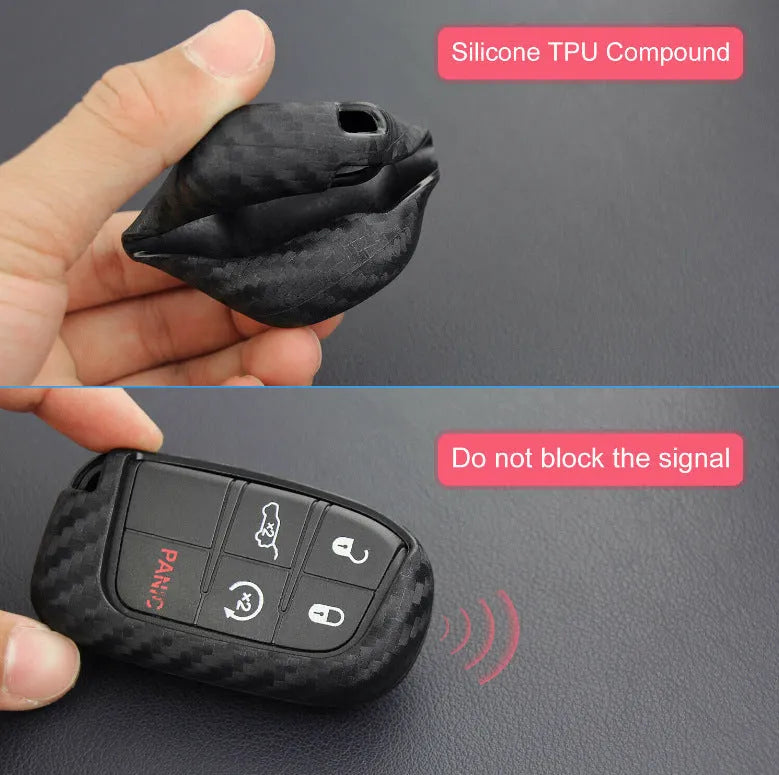 Silicone car key case for Dodge Chrysler Fiat remote keys with buckle closure