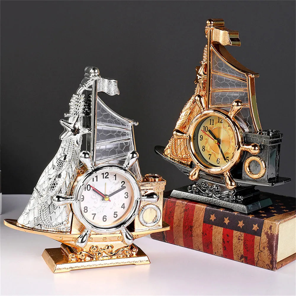Digital alarm clock with LED display in gold or silver colour options