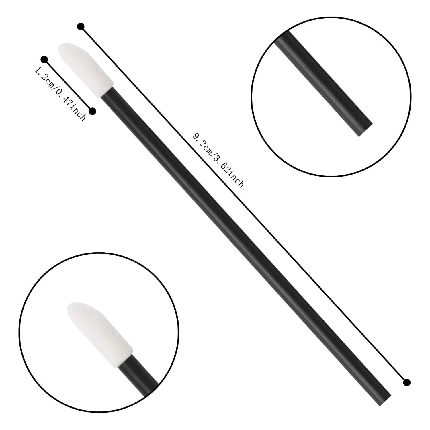 Pack of disposable flocked lip brush applicators with coloured handles on a white surface.