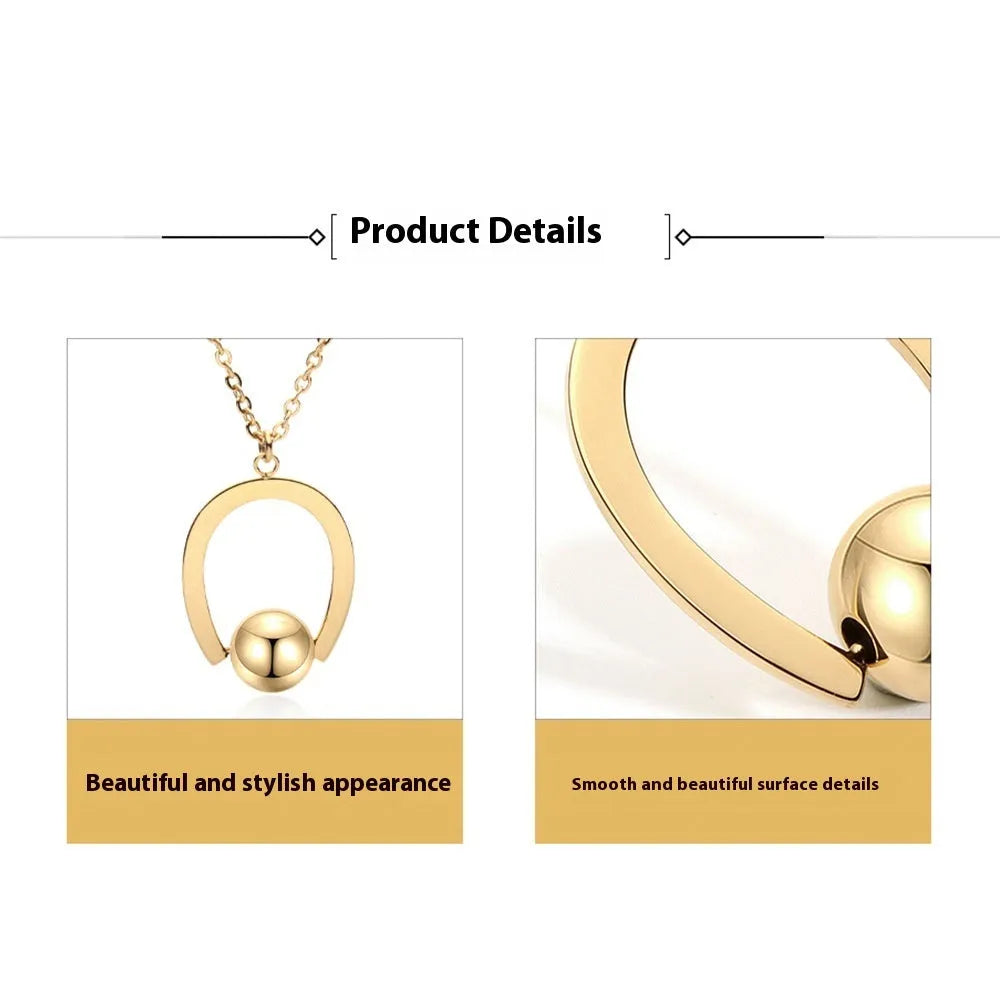 Stainless steel bead chain necklace with geometric pendant in gold or silver finish, adjustable 21-50cm length.