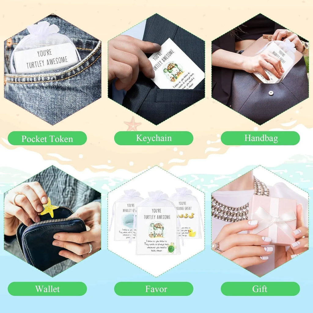 Resin greeting cards with pun designs and inspirational quotes in pocket-sized format