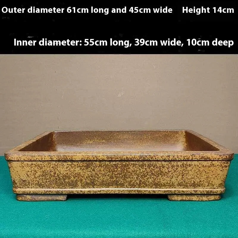 Straight shallow rectangular Yixing fine Zisha purple sand flowerpot for indoor plants