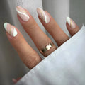Golden Lines medium drop-shaped plaid pattern nail stickers with jelly glue adhesive JF0518