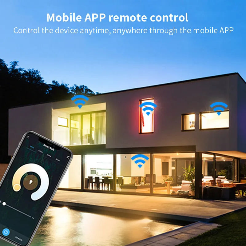 Smart GU10 RGBCCT LED spotlight with compact 50x55mm dimensions and Wi-Fi connectivity
