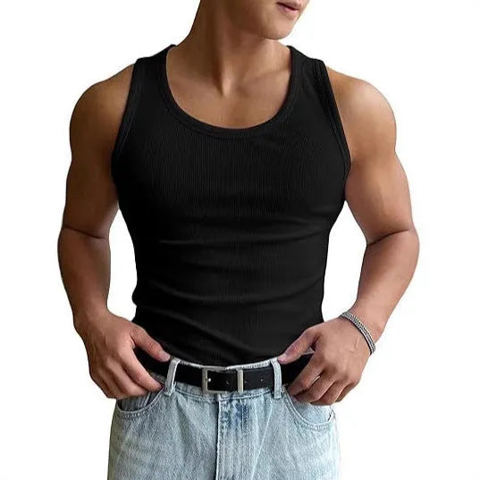 Men's round neck grey fitness T-shirt with a wool lining, shown in a tight, sporty fit.