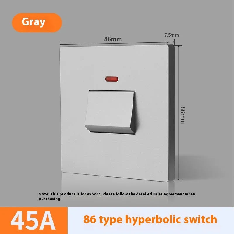 Gold, gray, or white 25A 45A 3-pole high-current electrical switch with light panel for appliances.